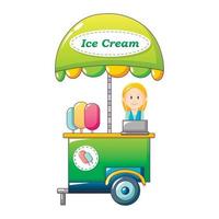 Ice cream street shop icon, cartoon style vector