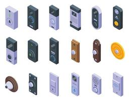 Door bell icons set isometric vector. Home building