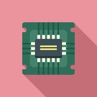 Hardware cpu icon flat vector. Chip circuit vector