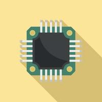 Microchip icon flat vector. Cpu circuit vector