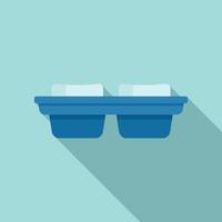 Melt ice cube tray icon flat vector. Water container vector