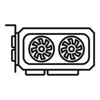 Video card icon outline vector. Graphic gpu vector