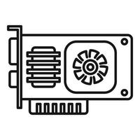 vector de contorno de icono de tarjeta de video de computadora. ventilador gpu