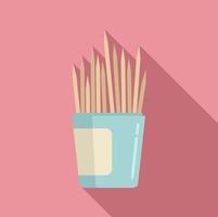 Thin toothpick icon flat vector. Tooth stick vector