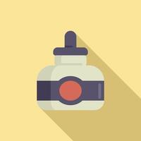 Ink bottle icon flat vector. Nib tool vector