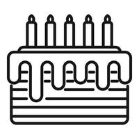 Candle cake icon outline vector. Chocolate party vector