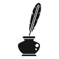 Ink feather pot icon simple vector. Pen paper vector