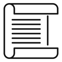 vector de contorno de icono de texto de papel. escribir carta