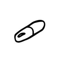 capsule with highlight in doodle style - hand drawn vector drawing. treatment concept