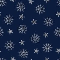 Seamless pattern geometric snowflakes big and small on a dark background. Vector illustration for winter print. Can be used as packaging