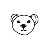 cabeza estilizada de un lindo oso en estilo garabato - dibujo vectorial dibujado a mano vector