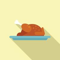 Chicken lunch icon flat vector. Meal school vector
