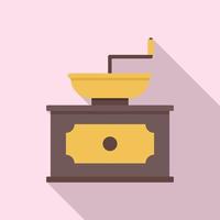 Old coffee grinder icon flat vector. Restaurant drink vector