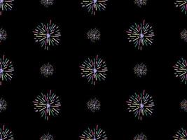 Fireworks cartoon character seamless pattern on black background vector