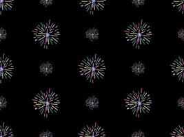 Fireworks cartoon character seamless pattern on black background vector