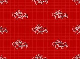 Merry Christmas cartoon character seamless pattern on red background vector