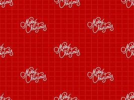 Merry Christmas cartoon character seamless pattern on red background vector