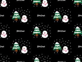 Snow cartoon character seamless pattern on black background vector