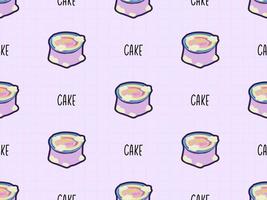 Cake cartoon character seamless pattern on purple background vector