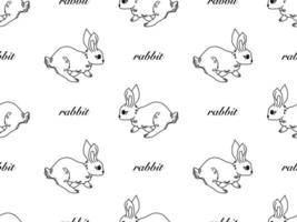 Rabbit cartoon character seamless pattern on white background vector