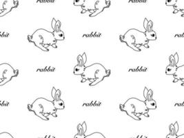 Rabbit cartoon character seamless pattern on white background vector