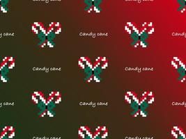 Candy Cane cartoon character seamless pattern on red background vector