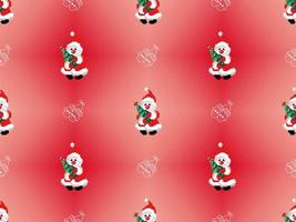 Santa Claus cartoon character seamless pattern on red background vector