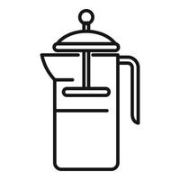 vector de contorno de icono de olla de prensa de té. beber agua