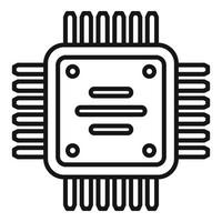 Computer cpu icon outline vector. Circuit chip vector