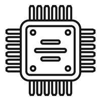 vector de contorno de icono de cpu de computadora. chip de circuito