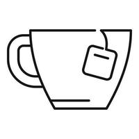 vector de contorno de icono de taza de bolsita de té. bebida caliente