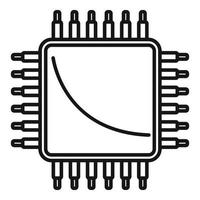 vector de contorno de icono de cpu de ciencia. chip de circuito