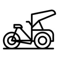 vector de contorno de icono de trishaw chino. vieja bicicleta