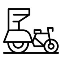 vector de contorno de icono trishaw de myanmar. vieja bicicleta