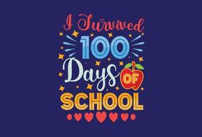 100 days of school colorful typography t shirt design bundle for print on demand vector