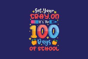 100 days of school colorful typography t shirt design bundle for print on demand vector