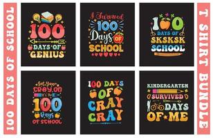 100 days of school colorful typography t shirt design bundle for print on demand vector