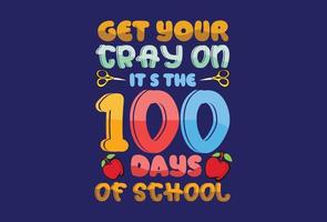 100 days of school colorful typography t shirt design bundle for print on demand vector