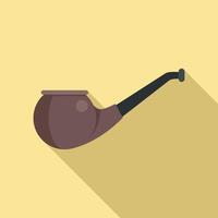 antiguo icono de pipa de humo vector plano. fumador de madera