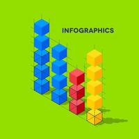 Flat infographics with cubes and wired structures vector