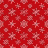 Seamless Christmas red pattern with random drawn snowflakes vector