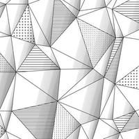 Abstract geometric background with black and white textured triangles vector