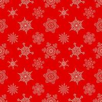 Seamless Christmas red pattern with random drawn snowflakes vector