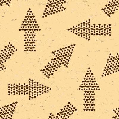 Seamless pattern with vintage arrows made of stars on grungy paper