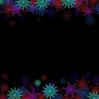 Rectangular frame with small colorful snowflakes layered around vector