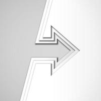 White arrow with cut paper layers and shadows vector