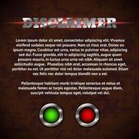 Disclaimer form with buttons on rusty metal background vector