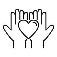 Trust keep heart icon outline vector. Love hand vector