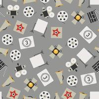 Cinema seamless pattern background vector. Seamless pattern with Movie icons background vector