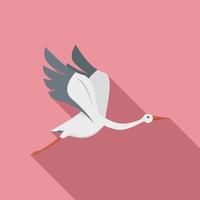 Crane stork icon flat vector. Bird fly vector